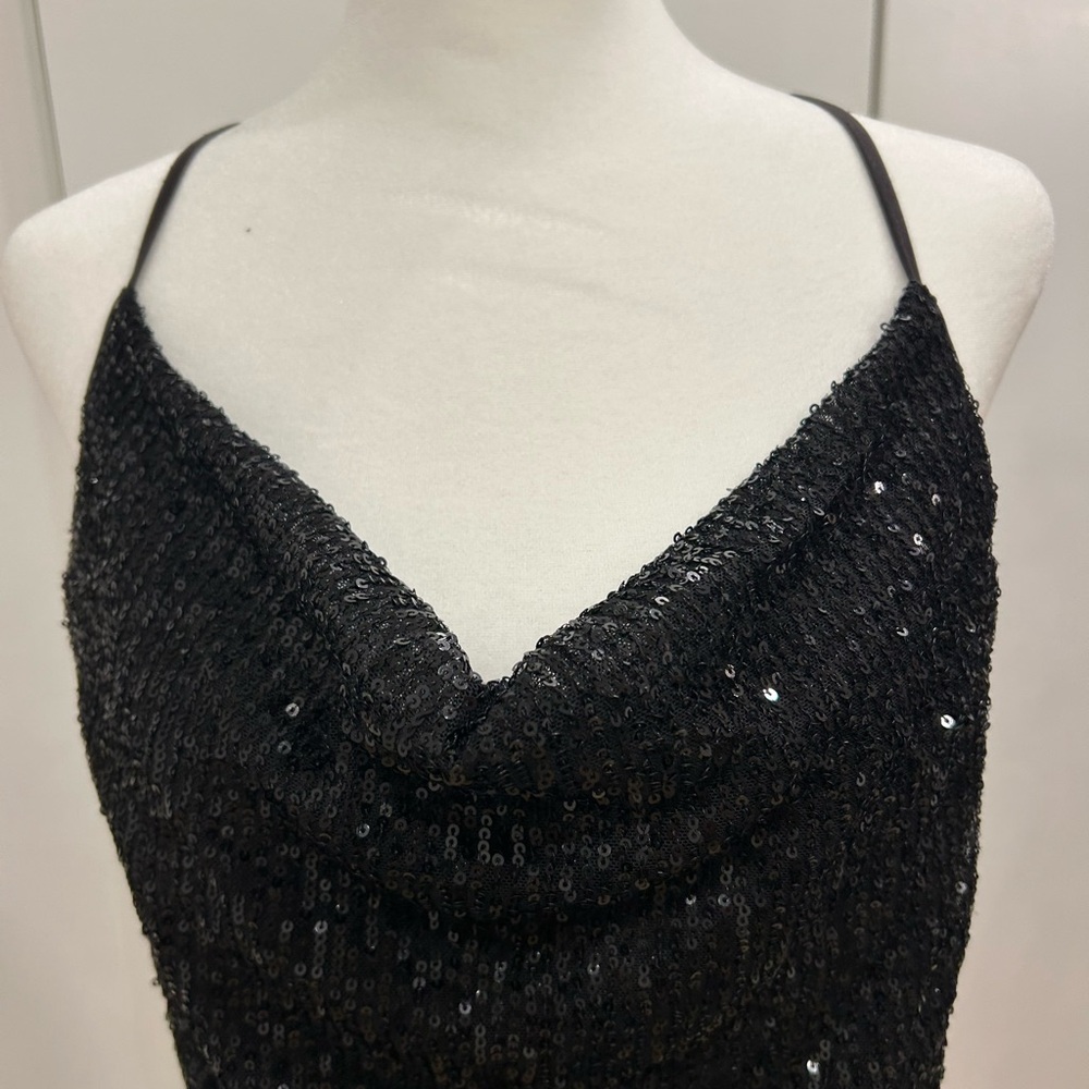 Bardot Black Cowl Neck Sequin Dress